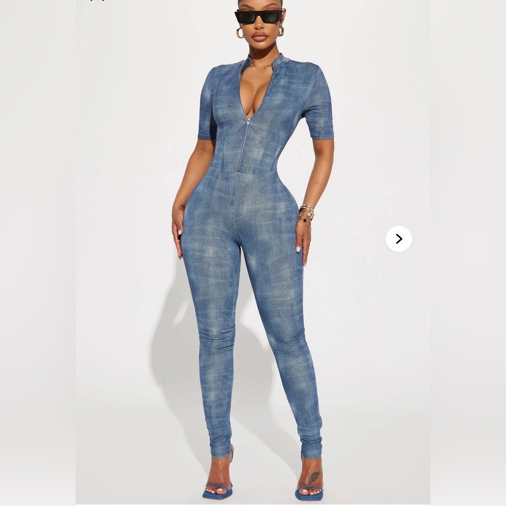 Fashion Nova Blue Denim Jumpsuit